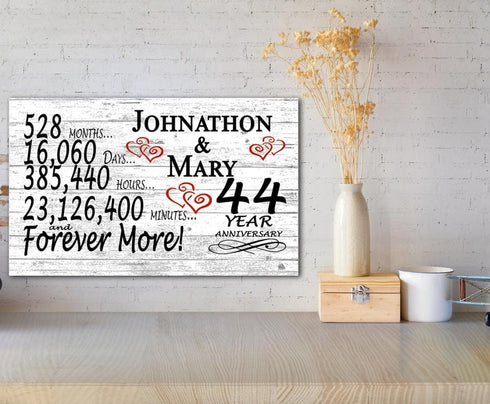 44 Year Anniversary Gift Personalized 44th Wedding Anniversary Present For Him Her or Couple