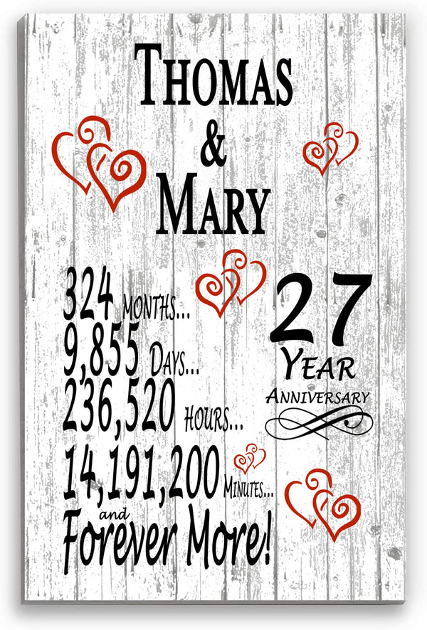 27 Year Anniversary Gift Personalized 27th Wedding Anniversary Present