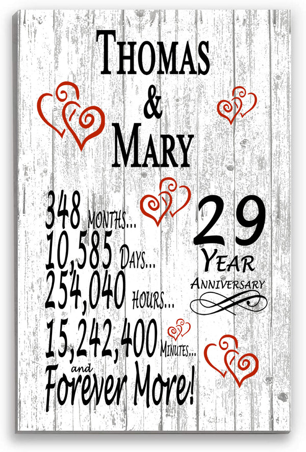 29 Year Anniversary Gift Personalized 29th Wedding Anniversary Present