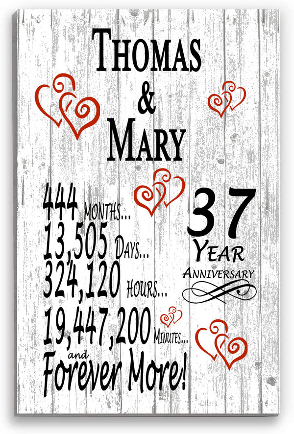 37 Year Anniversary Gift Personalized 37th Wedding Anniversary Present