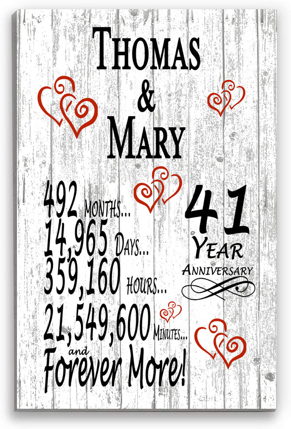 41 Year Anniversary Gift Personalized Names Wedding Anniversary Present