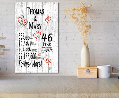 46 Year Anniversary Gift Personalized Names 46th Wedding Anniversary Present