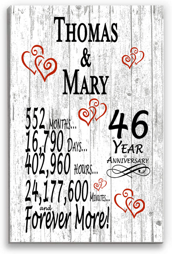 46 Year Anniversary Gift Personalized Names 46th Wedding Anniversary Present