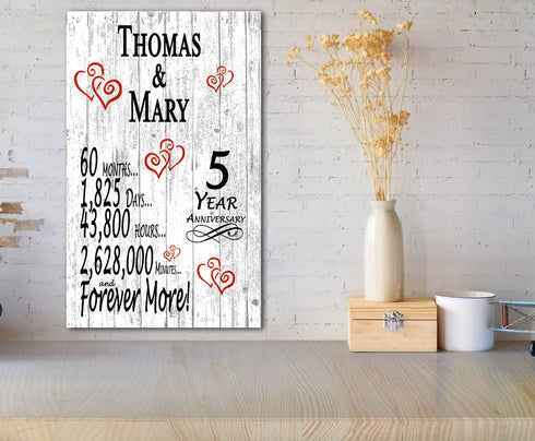 5 Year Anniversary Gift Personalized 5th Wedding Anniversary Traditional Wooden Present