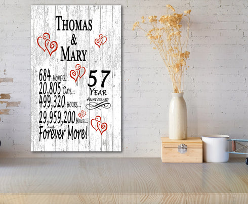 57th Anniversary Gift Personalized Names 57 Year Wedding Anniversary Present