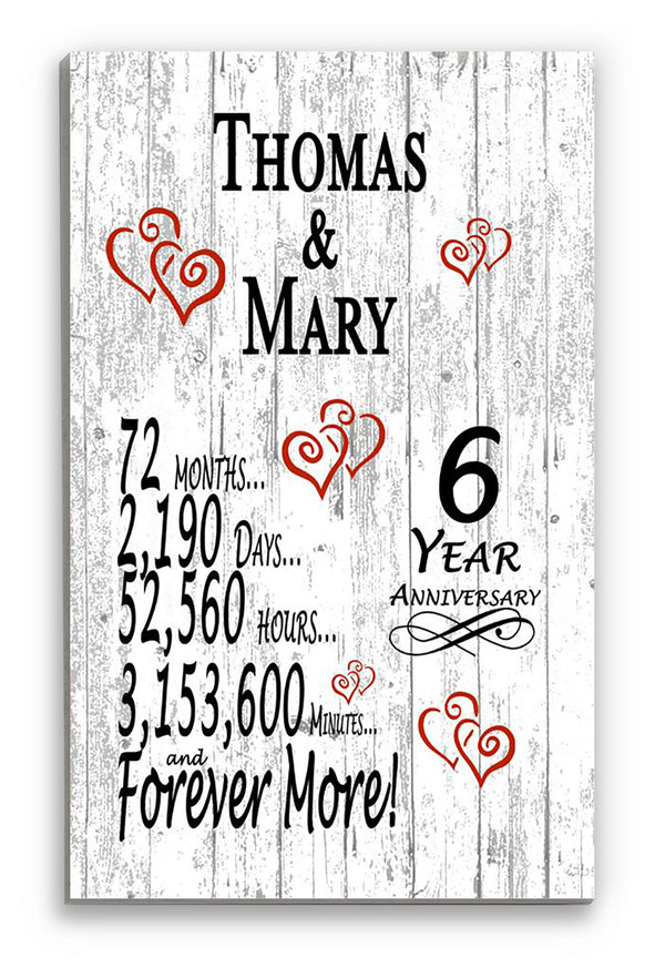 6 Year Anniversary Gift Personalized 6th Wedding Anniversary Present