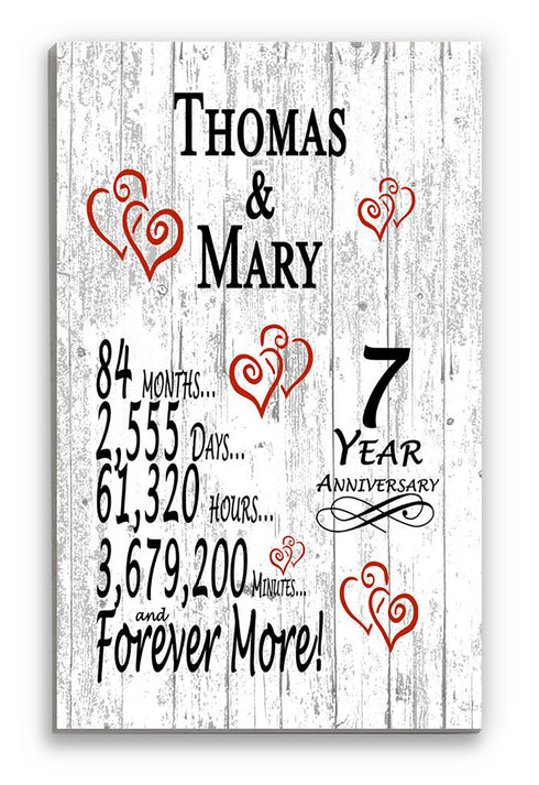 7 Year Anniversary Gift Personalized 7th Wedding Anniversary Present Husband Wife or Couple