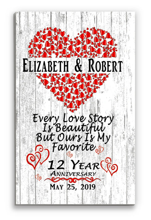 Personalized 12 Year Anniversary Gift 12th For Husband or Wife - Him Her or A Couple