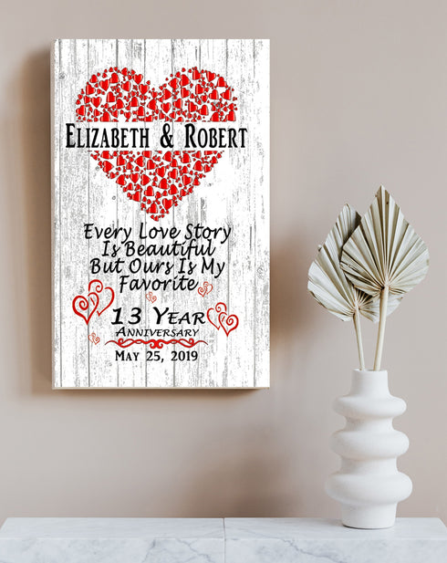 Personalized 13 Year Anniversary Gift Sign 13th For Husband or Wife - Him Her or Couple