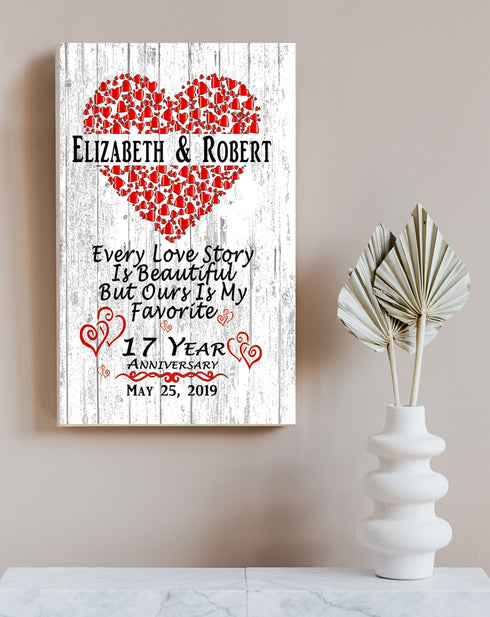 Personalized 17 Year Anniversary Gift Sign 17th For Husband, Wife or A Couple