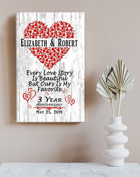 Personalized 3 Year Anniversary Gift Sign 3rd For Husband, Wife or A Couple