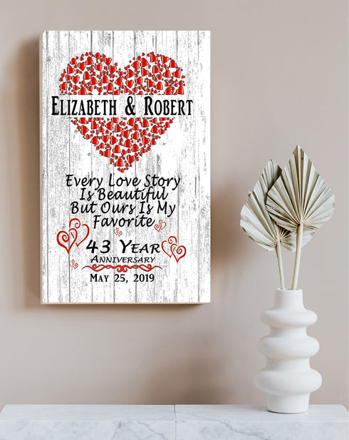 Personalized 43 Year Anniversary Gift Sign 43rd For Husband or Wife - Him Her or A Couple