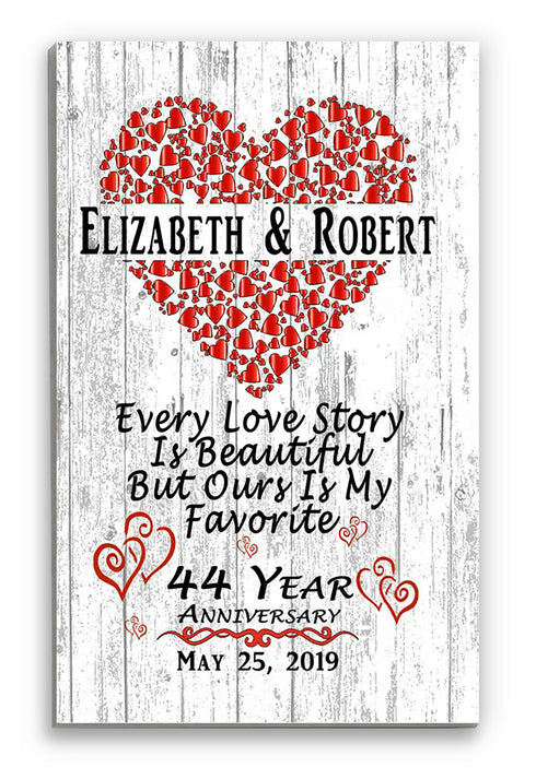 Personalized 44 Year Anniversary Gift Sign 44th For Husband or Wife - Him Her or A Couple