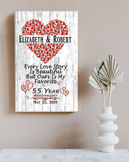 Personalized 55 Year Anniversary Gift Sign 55th For Husband or Wife - Him Her or A Couple