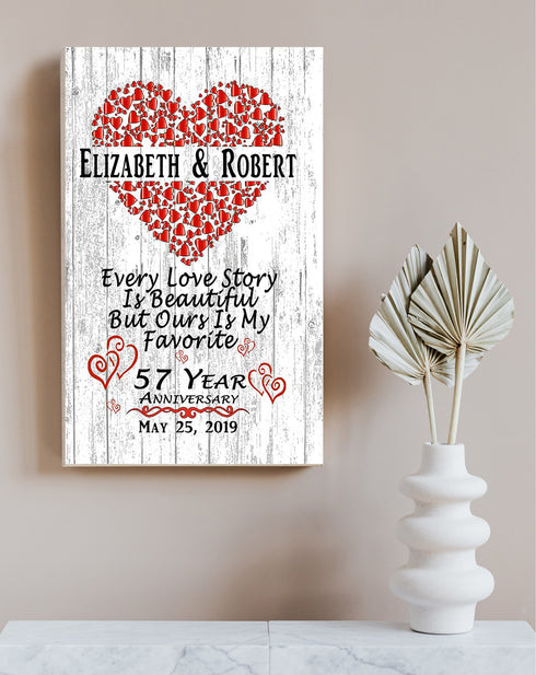 Personalized 57 Year Anniversary Gift Sign 57th For Husband or Wife - Him Her or A Couple