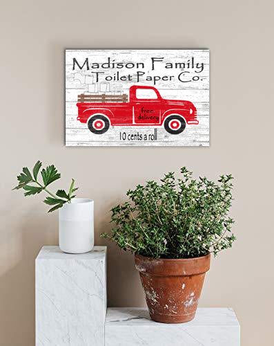 Funny Bathroom Sign Decoration Personalized Family Home Decor Farmhouse Style Wall Art