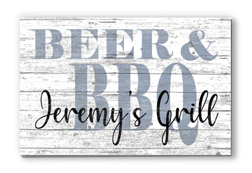 Custom Beer & BBQ Sign Personalized Grilling Gift for Dad, Grandpa, Boyfriend Husband Or Any Cool Man
