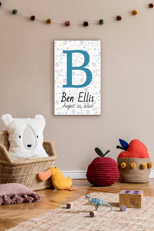 Space Theme Personalized Child's Monogram Name Sign Nursery Bedroom Decoration