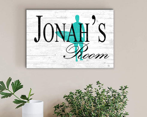 Personalized Boys Room Name Sign Surfing Theme