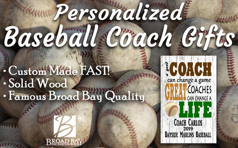 Custom Baseball Coach Gift Plaque Personalized for Great Team Coaches