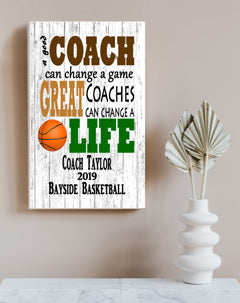 Basketball Coach Gift Plaque Personalized