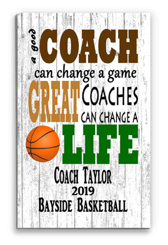 Basketball Coach Gift Plaque PERSONALIZED