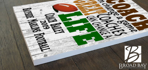 Football Coach Gift Plaque - PERSONALIZED for Great Coaches