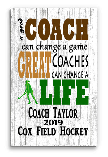 Field Hockey Coach Gift Plaque PERSONALIZED for Great Coaches