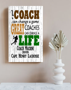 Personalized Lacrosse Coach Gift Plaque