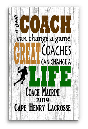 Personalized Lacrosse Coach Gift Plaque