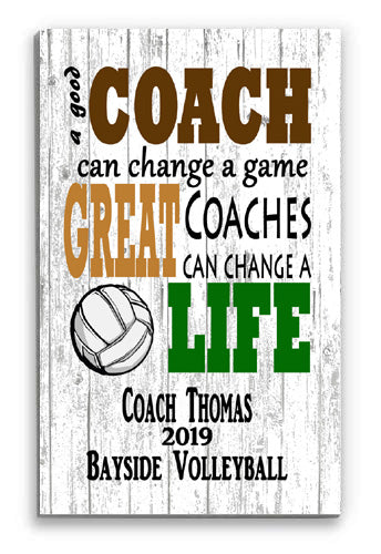 Personalized Volleyball Coach Gift Plaque for GREAT Volleyball Team Coaches 16.5in x 10.5in