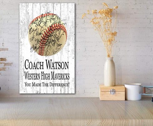 Baseball Coach Gift Plaque Personalized Team SIGNABLE for Coaches