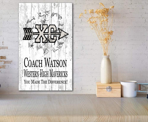 Cross Country Coach Gift Personalized Team Plaque Signable