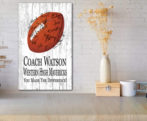 Football Coach Gift Plaque Personalized Sign For Team Players Signatures & Notes To Coaches