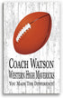 Football Coach Gift Plaque Personalized Sign For Team Players Signatures & Notes To Coaches