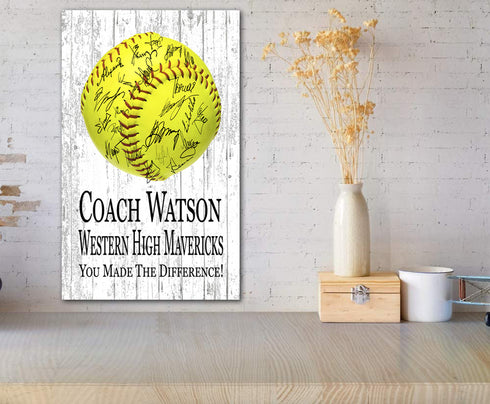 Custom Softball Coach Gift Personalized SIGNABLE for Team Coaches
