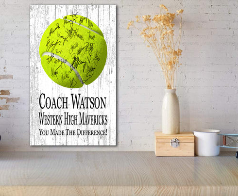 Tennis Coach Gift Plaque Personalized SIGNABLE For Great Coaches