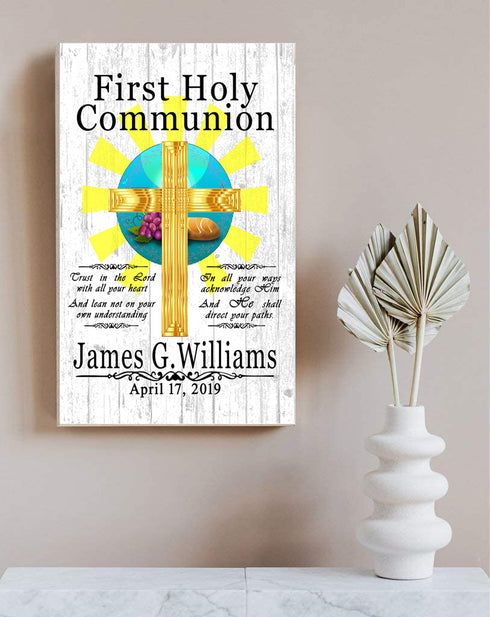 First Communion Gift Plaque Personalized 1st Holy Communion Keepsake for Boy or Girl