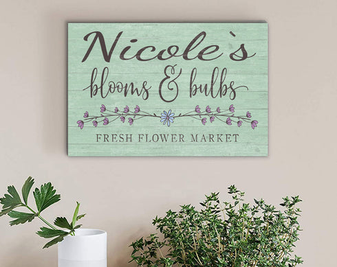 Personalized Flower Market Sign Wood Wall Art