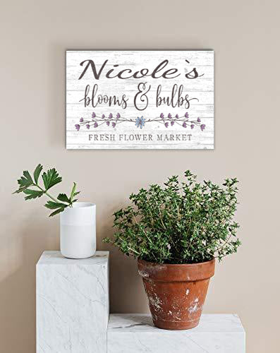 Personalized Flower Market Sign Wood Wall Art