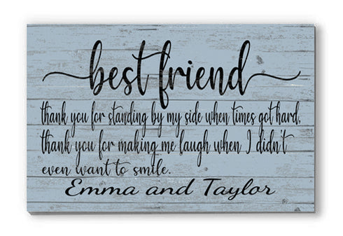Personalized Best Friend Gift Sign Custom with Names - SOLID WOOD 16.5 x 10.5