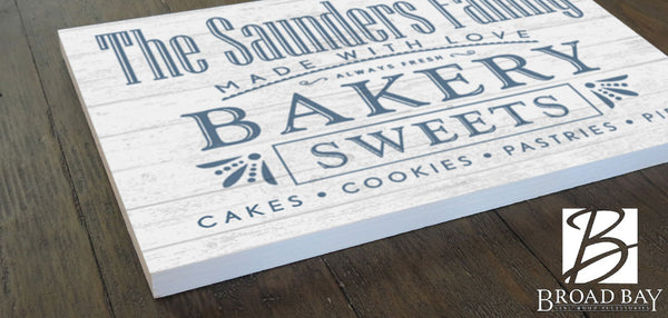 Personalized Bakery Sign Made With Love Wooden Kitchen Decor Wall Art