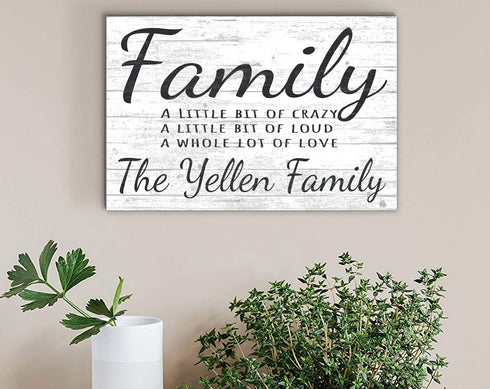 Crazy Family Sign Personalized Names Solid Wood 16.5in x 10.5in