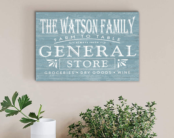 Personalized Farmhouse Wall Sign Custom General Store Kitchen or Pantry Sign
