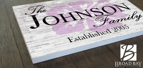 Personalized Home Sign Custom Hibiscus Wooden Decor for Beach House