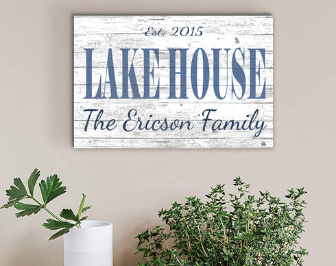 Custom Lake House Sign Personalized Solid Wood