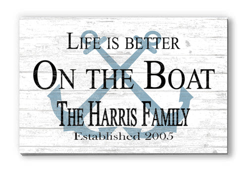 Life is Better On The Boat Custom Boat Sign