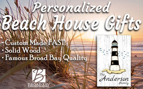 Custom Beach House Sign Lighthouse & Family Name Personalized