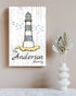 Custom Beach Home Sign Lighthouse Design with Family Name - Solid Wood
