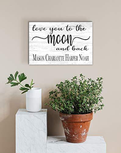 Love you to the Moon and Back Sign Personalized Farmhouse Décor